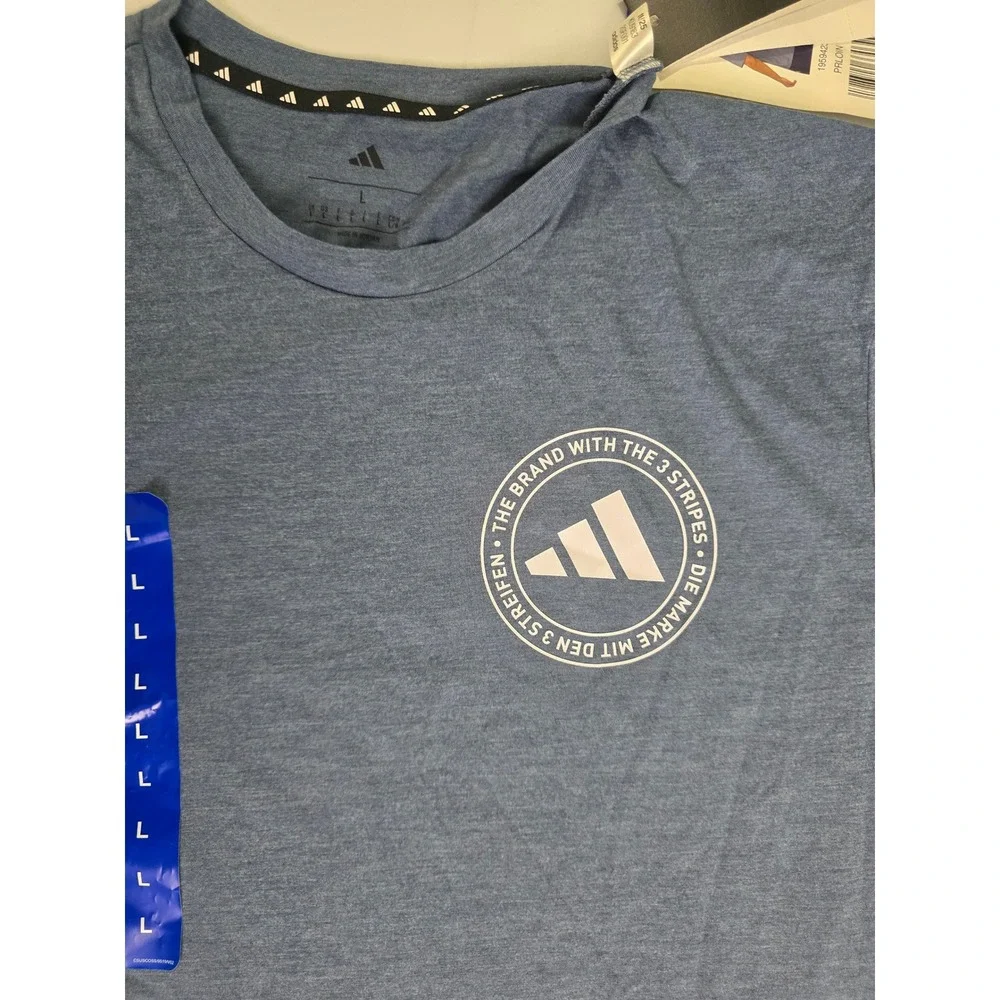 Adidas Mens CSCO Emblem Graphic Tee Blue Heather T-Shirt KU9183 Large